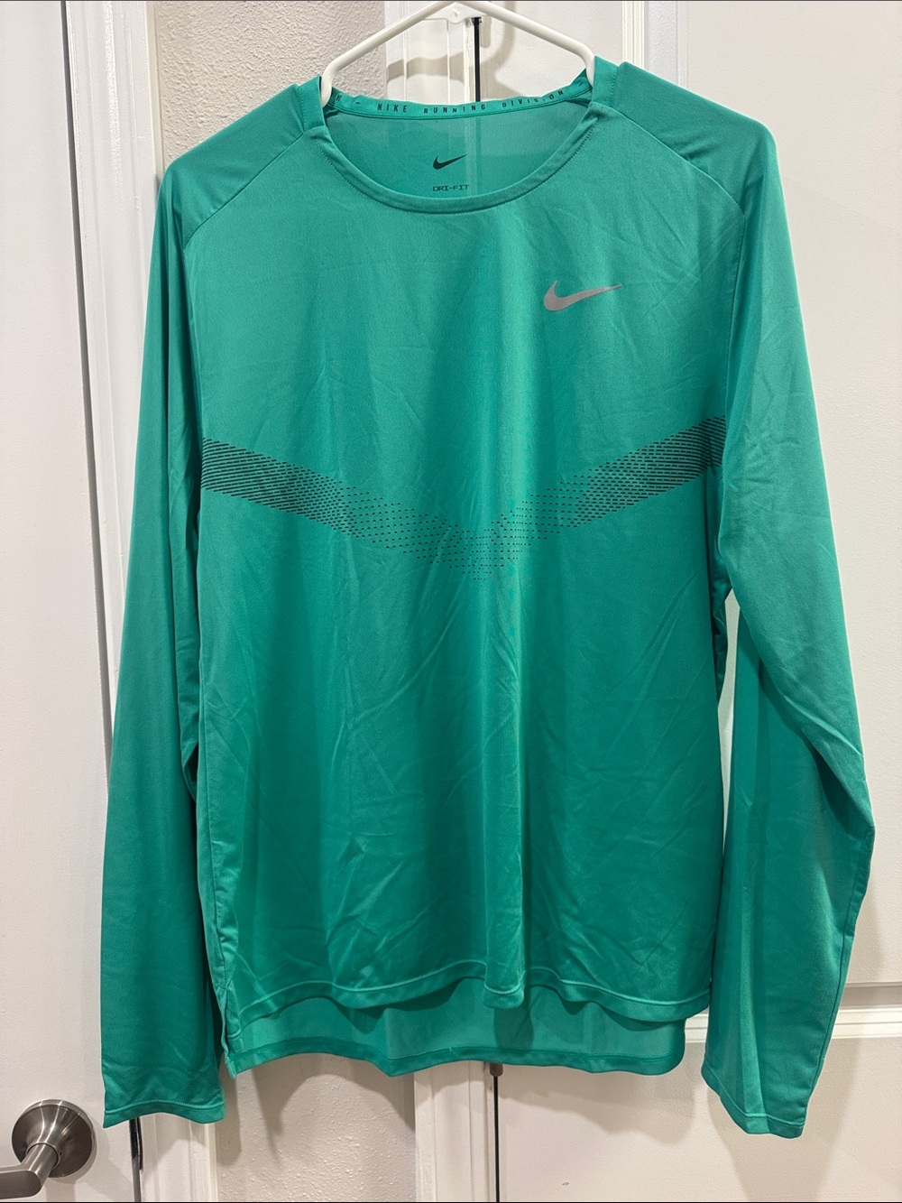 Nike Running Division Teal Green Dri-FIT Crewneck Long-Sleeve Top